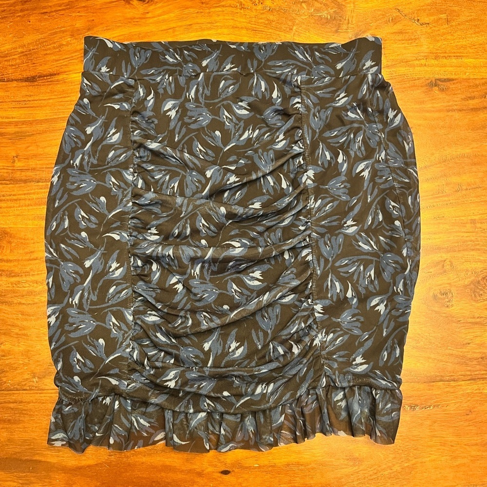 Free People Black and Gray Floral Pencil Skirt